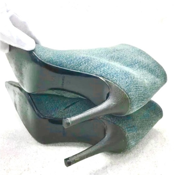 CHANEL Vintage Wash denim & leather heel high cut short boots EU 9 38 US - Picture 11 of 14